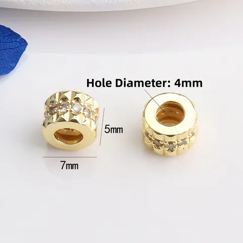 Copper Zirconia Spacer Beads For DIY Jewelry Making Large Hole Pyramid Stud Charm Beads Gold Silver Plated Jewelry Accessories