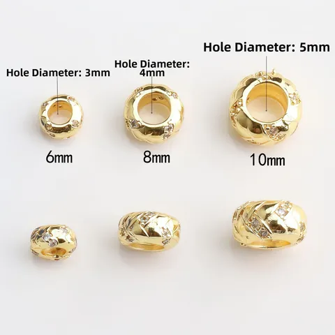 Copper Snake Pattern Spacers With Rhinestone Inlaid For DIY Jewelry Making Gold Silver Plated Round Beads Accessories