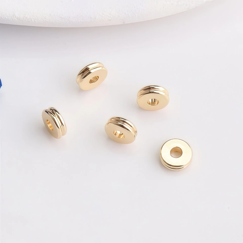 Copper Double Layer Groove Spacer Beads For Jewelry Making Electroplated Gold Silver Plated Metal Beads DIY Bracelet Necklace Accessories