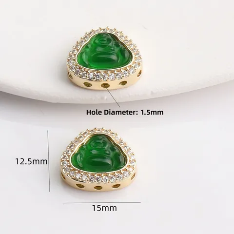 Colgantes de Buda Maitreya de Cobre Chapado en Oro 14K Con Circonia Incrustada Accesorios de Joyería DIY Cuentas Espaciadoras