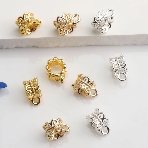 14K 18K Gold Filled Color Retention Hollow Double Sided Petal Spacer Beads Copper Metal Findings For DIY Jewelry Making