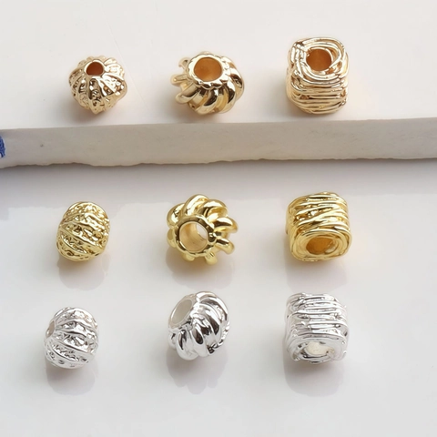 DIY Jewelry Making Metal Beads 14K Gold Plated Pumpkin Ring Irregular Square Spacer Beads For Bracelet Necklace Accessories
