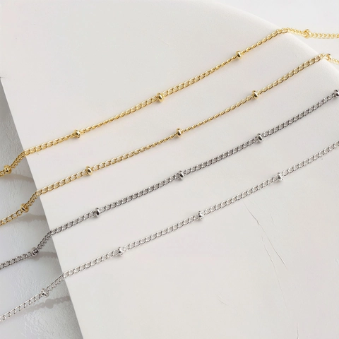 DIY Copper Beaded Satellite Chain 14K Gold Plated Minimalist Chain For Necklace Bracelet Jewelry Making Accessories