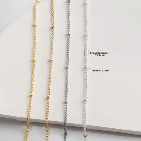 DIY Copper Beaded Satellite Chain 14K Gold Plated Minimalist Chain For Necklace Bracelet Jewelry Making Accessories