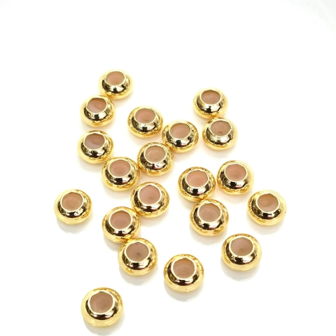 Perles de Positionnement en Silicone de Cuivre Plaqué Or 14K pour DIY Bijoux Boucle de Réglage Coulissante 7.5mm