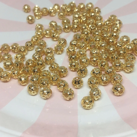 Copper Hollow Round Beads For DIY Jewelry Making Bracelet Necklace Accessories Gold Silver Plated Spacer Beads 3mm-12mm