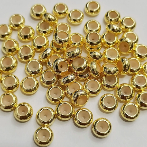 Perles de Positionnement en Silicone de Cuivre Plaqué Or 14K pour DIY Bijoux Boucle de Réglage Coulissante 7.5mm