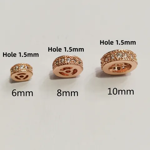 Luxury Copper Zirconia Spacer Beads For DIY Bracelet Necklace Making Hollow Wheel Design Gold Silver Loose Spacer Beads