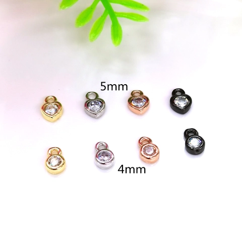 14K Gold Plated Heart Round Zirconia Pendants Alloy Micro-Inlaid Charms For DIY Jewelry Making Necklace Bracelet Materials