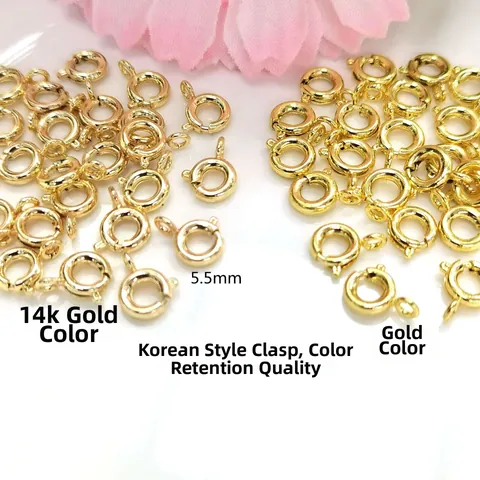 DIY Jewelry Findings Copper Spring Ring Clasps 14K Gold Plated Necklace Bracelet Ending Connection Fasteners Jewelry Making Components
