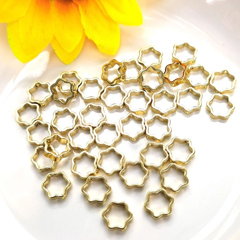 Gold Silver Plated Copper Hollow Bead Frame Sunflower Butterfly Heart Round Spacer Findings For DIY Jewelry Making Accessories