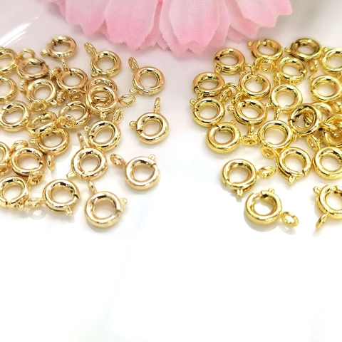 DIY Jewelry Findings Copper Spring Ring Clasps 14K Gold Plated Necklace Bracelet Ending Connection Fasteners Jewelry Making Components