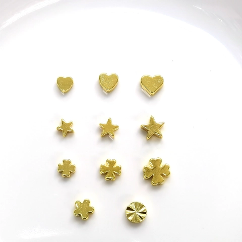 18K Gold Plated Copper Spacer Beads For DIY Jewelry Making Heart Star Clover Flower Crown Loose Beads DIY Craft Materials