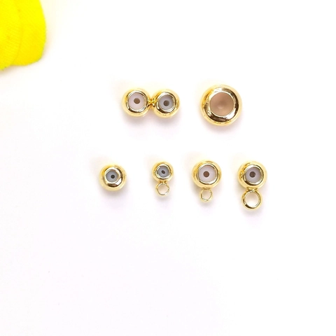 Perles Coulissantes en Cuivre et Silicone Plaqué Or 14K Perles d'Espacement de Positionnement Réglables pour la Fabrication de Bijoux DIY Collier Bracelet Accessoire