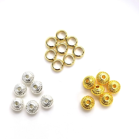 Perles d'Espacement Rondes en Cuivre Filetées pour la Création de Bijoux DIY Or Argent Plaquées Perles de Cercle Accessoires
