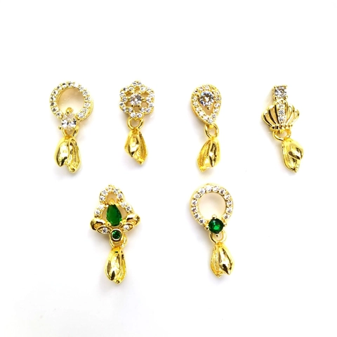 18K Gold Plated Copper Zircon DIY Pendant Clasp Connector For Jewelry Making Jade Crystal Necklace Bail Finding Charm