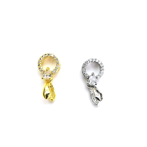 18K Gold Plated Copper Zircon DIY Pendant Clasp Connector For Jewelry Making Jade Crystal Necklace Bail Finding Charm