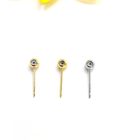 14K Gold Plated Copper Earring Posts With 925 Sterling Silver Post Silicone Beads DIY Jewelry Findings Earring Making