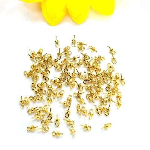 DIY Jewelry Making Accessories Copper Gold Plated Cup And Peg Bails For Pearl Pendant Half Drilled Bead Jewelry Findings