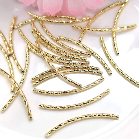 Faceted Copper Tube Spacer Beads Gold Silver Plated Spiral Pattern Twisted Tube For DIY Bracelet Necklace Jewelry Making