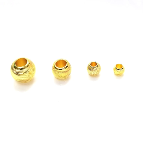 Cuentas Sueltas de Cobre Redondas Textura Espiral Chapado en Oro 14K 18K Accesorios para Joyería DIY Pulsera Collar