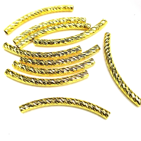 Perles Tubes Recourbés en Cuivre pour Fabrication de Bijoux DIY Plaquées Or 14K 18K Texture Spirale pour Bracelet