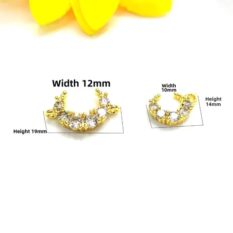 Gold Plated Copper Rhinestone Pave Moon Swan Pendants Connectors For DIY Bracelet Necklace Making Jewelry Accessories
