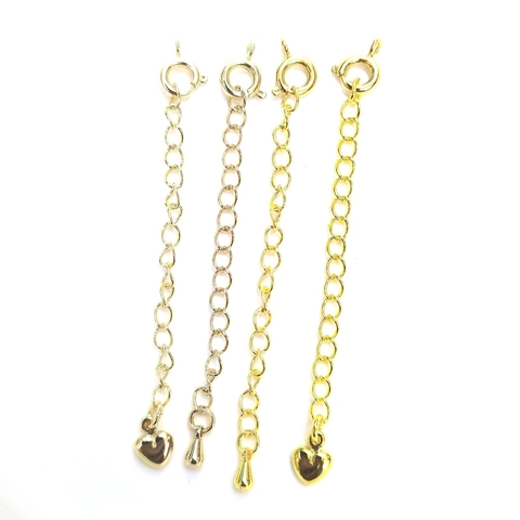 Cadena de Extensión de Cobre Chapado en Oro 14k 18k DIY Joyería Cadena de Cola Colgante de Corazón Estrella Mariposa Gota