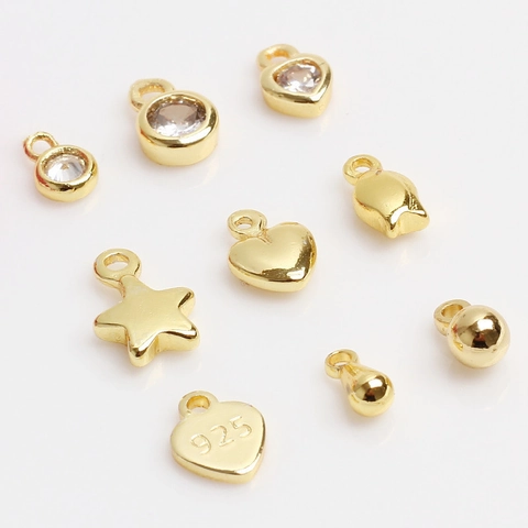 14K Gold Plated Copper Heart Star Water Drop Pendant Micro Pave Zirconia DIY Jewelry Making Charm For Necklace Bracelet