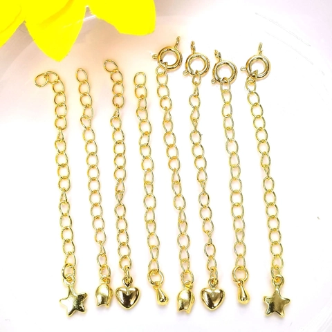 Cadena de Extensión de Cobre Chapado en Oro 14k 18k DIY Joyería Cadena de Cola Colgante de Corazón Estrella Mariposa Gota