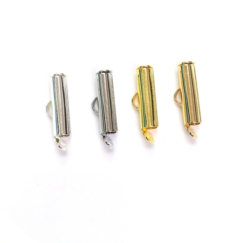 Copper Slider End Clasps Electroplated Tube Connectors For DIY Jewelry Making Bracelet Necklace Findings Craft Material