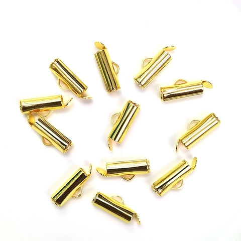 Copper Slider End Clasps Electroplated Tube Connectors For DIY Jewelry Making Bracelet Necklace Findings Craft Material