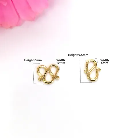 14k Gold Plated Copper S Clasp M Shape Hooks Fastener Jewelry Connector Findings For DIY Bracelet Necklace Making Handmade Accessories