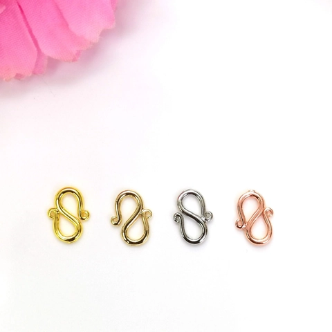 Cierre de Cobre Chapado en Oro de 14k Ganchos en Forma de S y M Conector de Joyería Para Creación de Pulseras y Collares Hechos a Mano
