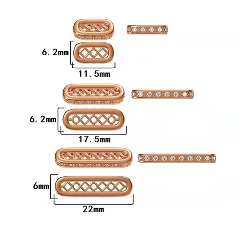 Connettori Ovali Cavi in Rame Placcato Oro 14K con Zirconia e Fori Multipli per la Creazione di Bracciali e Collane Fai da Te