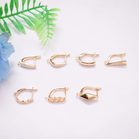 Apprêts de Boucles d'Oreilles en Cuivre Plaqué Or 14K Crochets en U Fermoirs Leverback pour Création de Bijoux DIY Matériel Main
