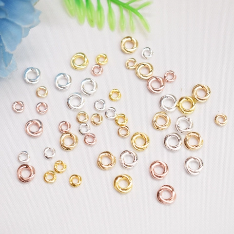 14K Gold Plated Metal Twist Closed Spacer Rings Textured Round Twisted Jump Rings For DIY Jewelry Making Accessories Findings
