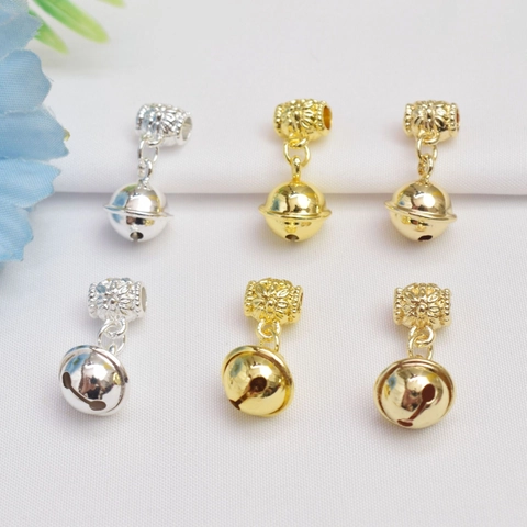 DIY Jewelry Making Bell Pendant Copper Gold Plated Floral Engraved Bail Charm For Bracelet Necklace Pendant Only Without Chain