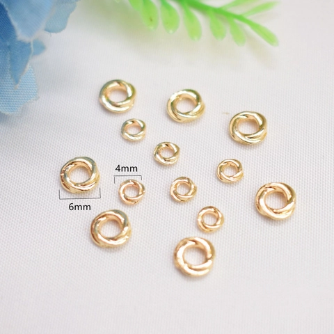 14K Gold Plated Metal Twist Closed Spacer Rings Textured Round Twisted Jump Rings For DIY Jewelry Making Accessories Findings