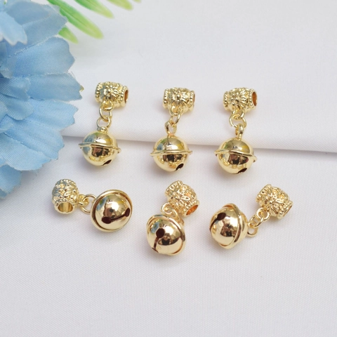 DIY Jewelry Making Bell Pendant Copper Gold Plated Floral Engraved Bail Charm For Bracelet Necklace Pendant Only Without Chain