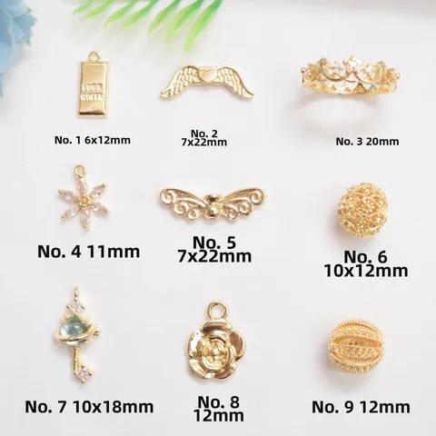 Colgantes de Joyería DIY de Cobre Chapados en Oro de 14K con Micro Incrustación de Zirconia Mariposa Flor Bola Hueca