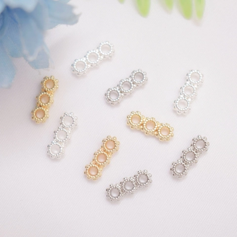 14K Gold Plated Alloy Multi-Row Beaded Edge Spacer Beads DIY Jewelry Connectors For Bracelet Necklace Making Findings