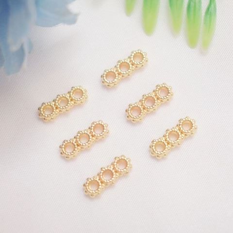 14K Gold Plated Alloy Multi-Row Beaded Edge Spacer Beads DIY Jewelry Connectors For Bracelet Necklace Making Findings