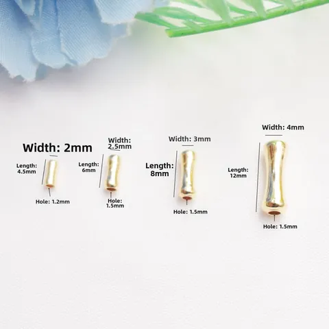 Cuentas Espaciadoras de Cobre Galvanizado con Forma de Bambú Accesorios para Joyería DIY Cuentas de Tubo Cilíndrico de Metal