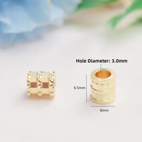 14K Gold Plated Copper Barrel Beads Large Hole Spacer Beads For DIY Jewelry Bracelet Necklace Making Accessories