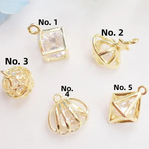 Kupfer 14K Gold Gefüllt Mikro-Pave Zirkonia Hohle Jakobsmuschel Planet Stern Rhombus Charms Anhänger Für DIY Armband Schmuckherstellung