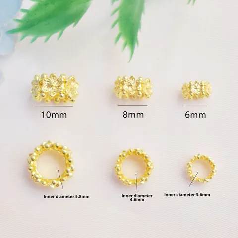 Copper Hollow Flower Spacer Beads Gold Silver Plated Floral Jewelry Making Accessories For DIY Bracelet Necklace Crafting