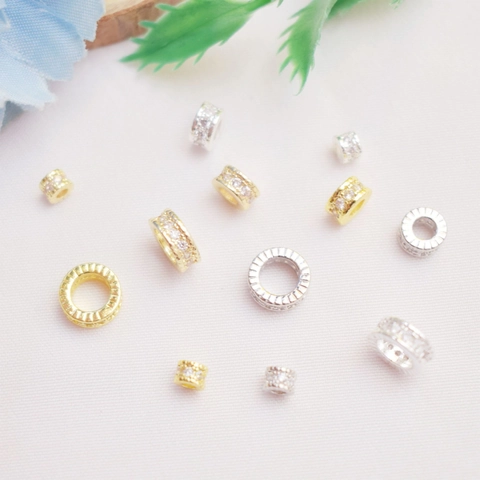 Zirconia Round Spacer Beads DIY Jewelry Connectors Copper Metal Findings For Bracelet Necklace Making DIY Material