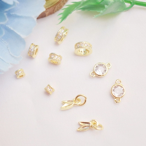 Zirconia Round Spacer Beads DIY Jewelry Connectors Copper Metal Findings For Bracelet Necklace Making DIY Material