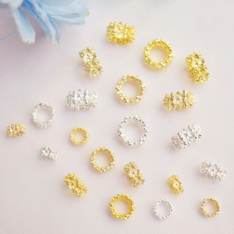 Copper Hollow Flower Spacer Beads Gold Silver Plated Floral Jewelry Making Accessories For DIY Bracelet Necklace Crafting